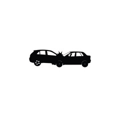 silhouette of car accident on white background