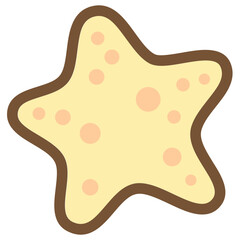 cute kawaii Starfish outline cartoon doodle illustration