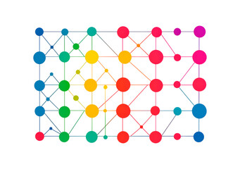 Obraz premium Colorful abstract network design with interconnected nodes illustrating data flow