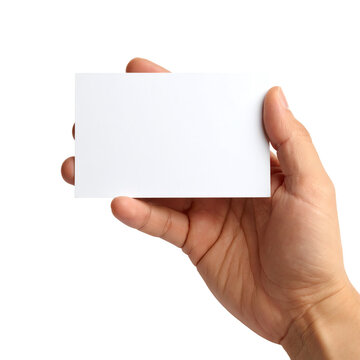 Hand holding a blank business card.