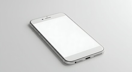 Sleek White Smartphone Mockup Blank Screen for App Presentation or Website Design