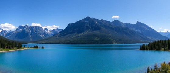 Beautiful mountain lake with mountains in the background