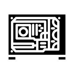 custom build open case gaming pc glyph icon vector illustration