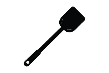 Black plastic cooking spatula isolated on white background