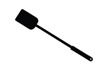 Black plastic cooking spatula isolated on white background