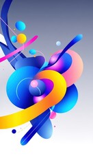 Obraz premium Mobile wallpaper, abstract background with colorful shapes and lines on a gradient backdrop