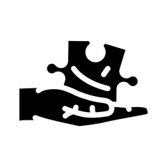 hand puzzle jigsaw glyph icon vector illustration