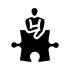 human puzzle jigsaw glyph icon vector illustration