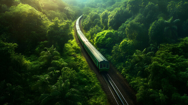 A Train Surrounded by Lush Green   7D10C