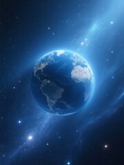 Obraz premium Earth from Space with Starry Background