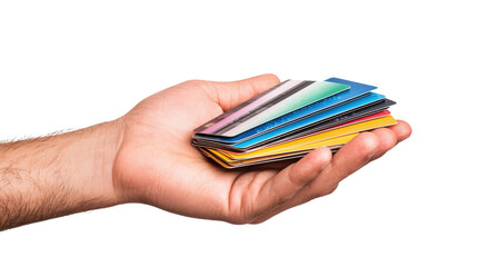 A person s hand holding a variety of colorful credit and debit cards representing diverse financial services and payment options in a modern digital economy