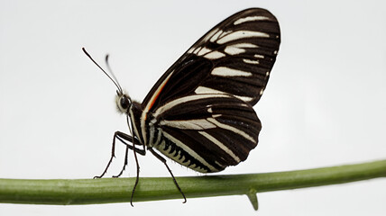 Obraz premium Zebra Long wing butterfly with white background