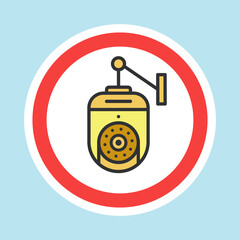 Video surveillance label, CCTV camera sticker made flat color style, vector illustration
