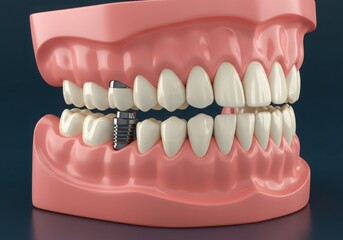 Obraz premium Dental model showing a tooth implant