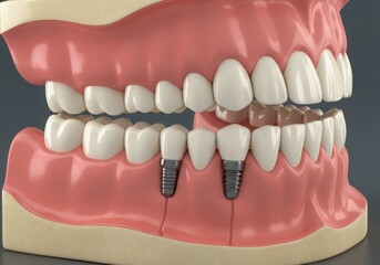 Obraz premium Dental model showing implants and teeth arrangement