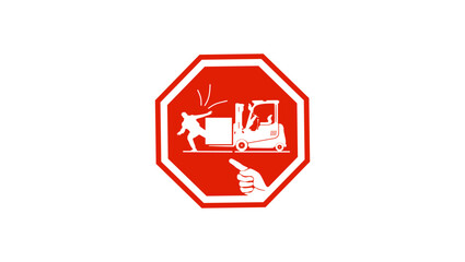 Stop Look Out For Forklifts, red isolated silhouette