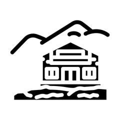 mountain cabin wooden glyph icon vector illustration