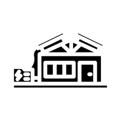 off grid cabin wooden glyph icon vector illustration