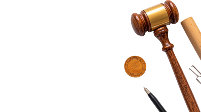 A wooden gavel and various legal documents and contracts on a judge s desk representing the authority and decision making processes of the legal system - Powered by Adobe