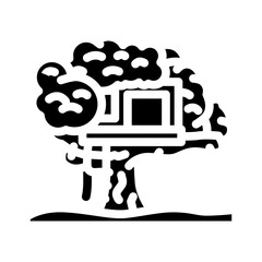 treehouse cabin wooden glyph icon vector illustration