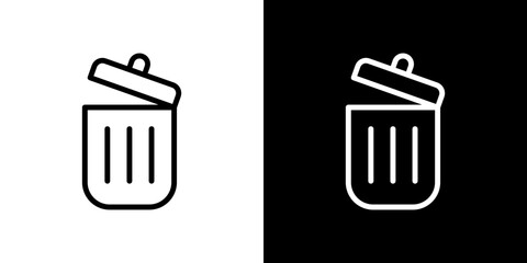 Trash icon stroke vector icon simple black style, illustration.