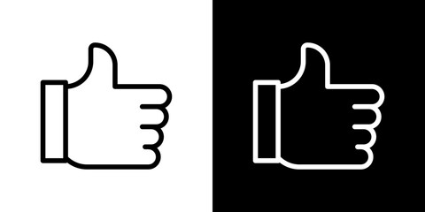 Thumb icon stroke vector icon simple black style, illustration.