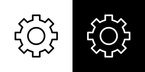 Settings button icon stroke vector icon simple black style, illustration.