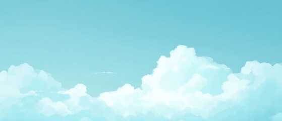 minimalist illustrated background soft blue sky fluffy clouds gradients