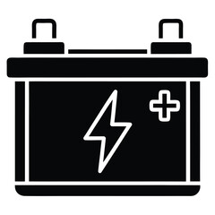 Obraz premium Power Source Illustration A Black and White Battery Icon for Energy and Technology