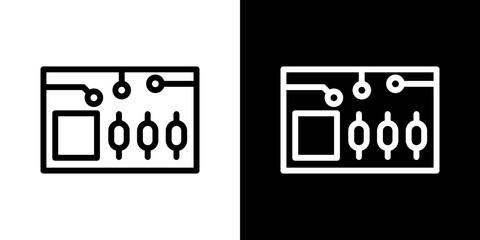 PCB icon stroke vector icon simple black style, illustration.