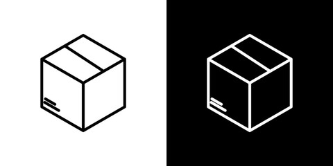 Package icon stroke vector icon simple black style, illustration.