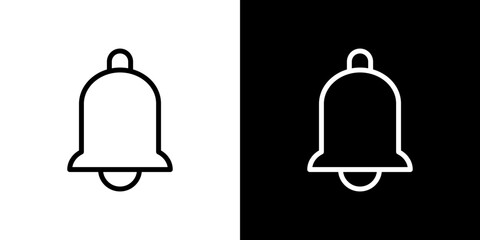 Notification icon stroke vector icon simple black style, illustration.