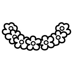 cute kawaii flower outline cartoon doodle coloring illustration