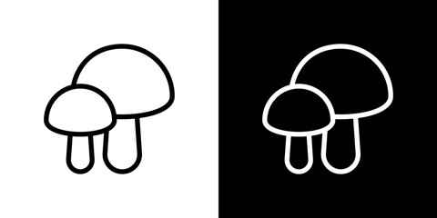 Mushroom icon stroke vector icon simple black style, illustration.