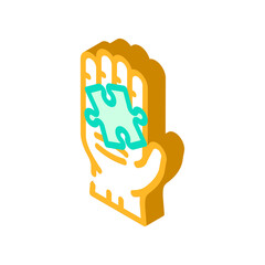 puzzle hand jigsaw isometric icon vector illustration