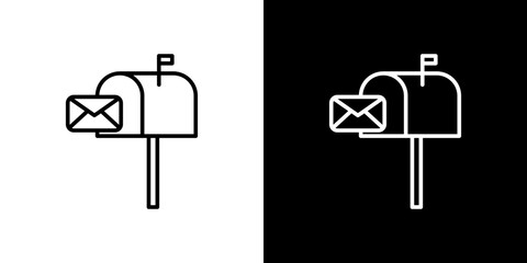 Mailbox icon stroke vector icon simple black style, illustration.