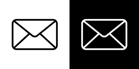 Mail icon stroke vector icon simple black style, illustration.