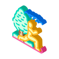 outdoor yoga spring isometric icon vector illustration