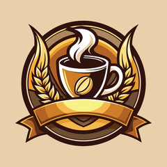 A vector illustration of a hot coffee cup with steam and beans, perfect for cafe, restaurant, or breakfast beverage designs