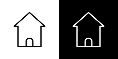Home icon stroke vector icon simple black style, illustration.