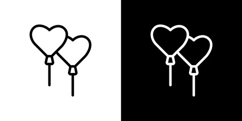 Heart balloon icon stroke vector icon simple black style, illustration.