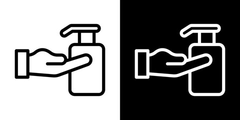Hand wash icon stroke vector icon simple black style, illustration.