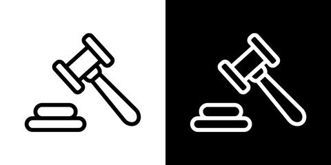 Gavel icon stroke vector icon simple black style, illustration.