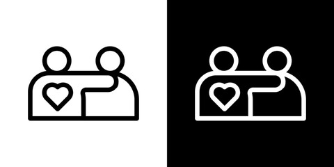 Friends icon stroke vector icon simple black style, illustration.