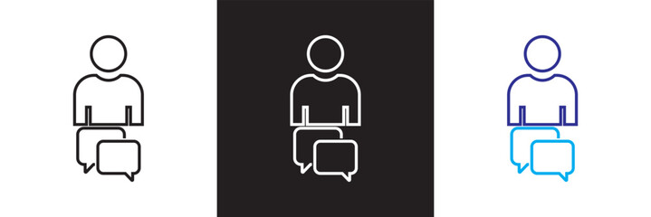 Blogger icon. Vector for websites, mobile interfaces, presentations, banner, visual branding etc. Vector illustration. isolated on white and black background. EPS 10