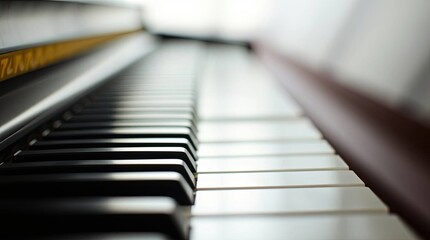 Close-up View of Piano Keys, Black and White