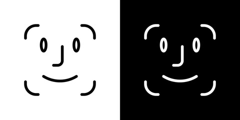 Face id icon stroke vector icon simple black style, illustration.