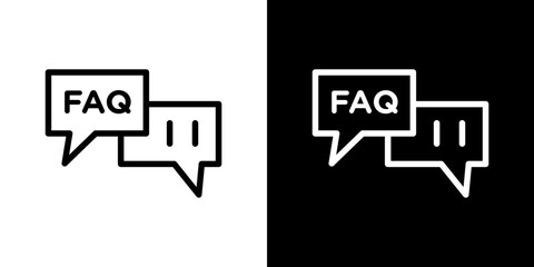 FAQs icon stroke vector icon simple black style, illustration.