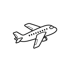 Cartoon Airplane Line Drawing Icon Vector Isolated on White Background