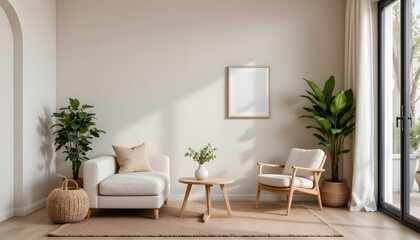 a modern living room with a cozy ambiance